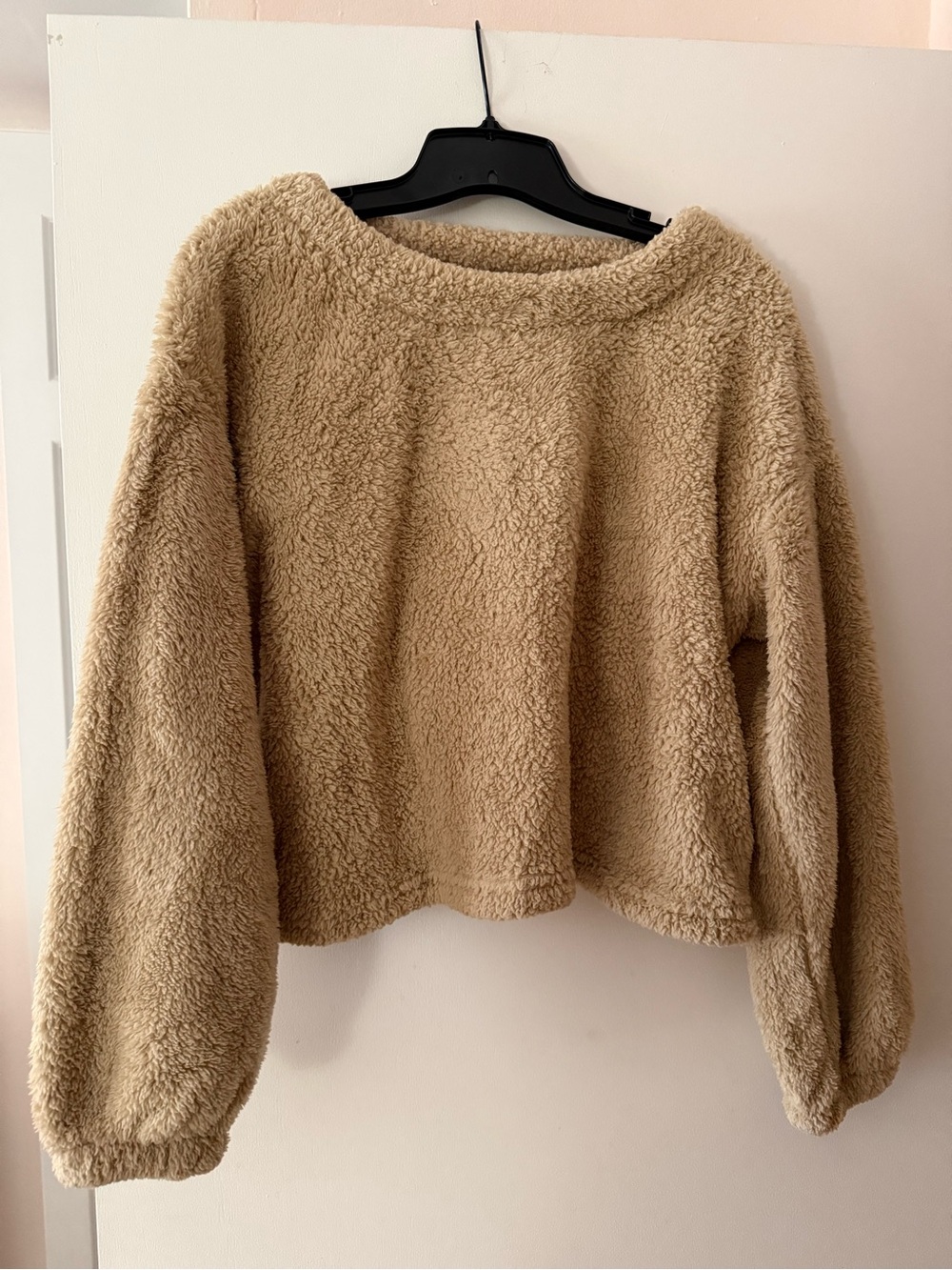Cozy Plush Teddy Pullover - Camel